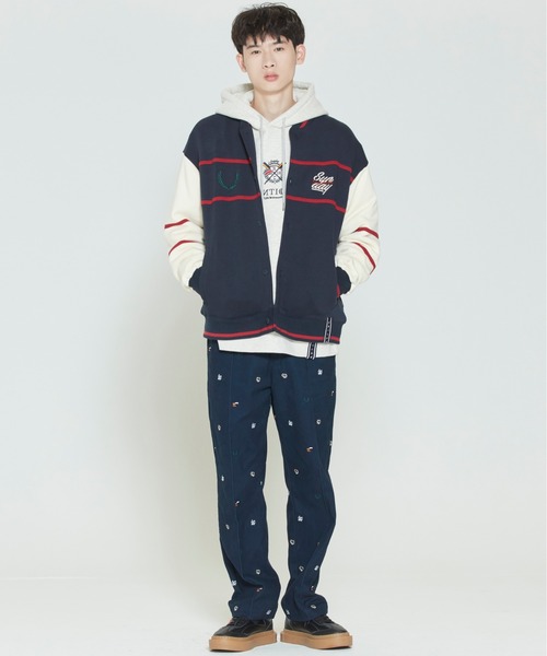 ROMANTIC CROWN(ロマンティッククラウン)の「【ROMANTIC CROWN】SUNDAY SYNDROME BASEBALL CARDIGAN / サンデイ シンドローム ベースボール カーディガン(カーディガン/ボレロ・メンズ・ネイビー/オートミール・SMALL/MEDIUM/LARGE)」の5枚目の写真