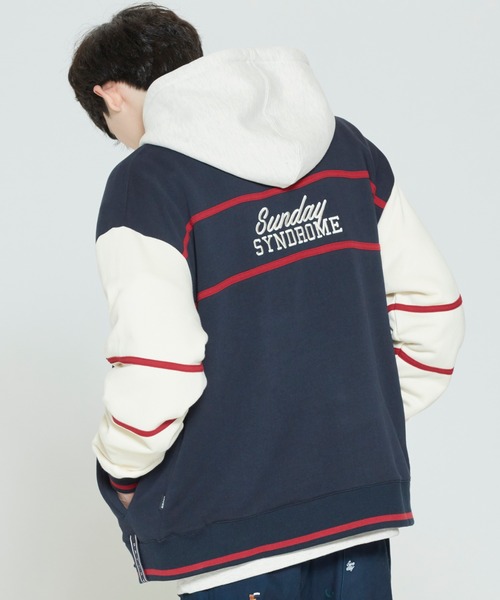 ROMANTIC CROWN(ロマンティッククラウン)の「【ROMANTIC CROWN】SUNDAY SYNDROME BASEBALL CARDIGAN / サンデイ シンドローム ベースボール カーディガン(カーディガン/ボレロ・メンズ・ネイビー/オートミール・SMALL/MEDIUM/LARGE)」の4枚目の写真