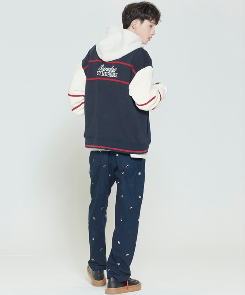 ROMANTIC CROWN(ロマンティッククラウン)の「【ROMANTIC CROWN】SUNDAY SYNDROME BASEBALL CARDIGAN / サンデイ シンドローム ベースボール カーディガン(カーディガン/ボレロ・メンズ・ネイビー/オートミール・SMALL/MEDIUM/LARGE)」の8枚目の写真