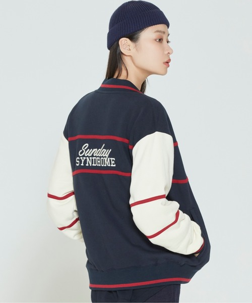 ROMANTIC CROWN(ロマンティッククラウン)の「【ROMANTIC CROWN】SUNDAY SYNDROME BASEBALL CARDIGAN / サンデイ シンドローム ベースボール カーディガン(カーディガン/ボレロ・メンズ・ネイビー/オートミール・SMALL/MEDIUM/LARGE)」の12枚目の写真