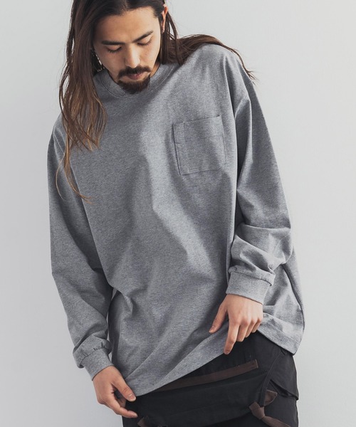 Audience(オーディエンス)の「日本製 ポケット付き長袖AラインロングTシャツカットソー MVS天竺 AUD6237(Tシャツ/カットソー・メンズ・ネイビー/ブラック/チャコール/キャメル/オフホワイト/オリーブ/杢グレー/ホワイト×ブラック/ホワイト×ネイビー/キナリ/スモークピンク/ブルーグレー/ミント/チョコ/シルバーグレー・M/L)」の10枚目の写真