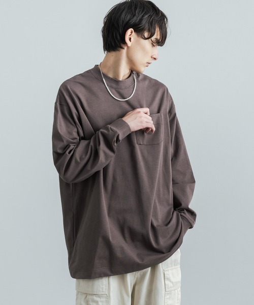 Audience(オーディエンス)の「日本製 ポケット付き長袖AラインロングTシャツカットソー MVS天竺 AUD6237(Tシャツ/カットソー・メンズ・ネイビー/ブラック/チャコール/キャメル/オフホワイト/オリーブ/杢グレー/ホワイト×ブラック/ホワイト×ネイビー/キナリ/スモークピンク/ブルーグレー/ミント/チョコ/シルバーグレー・M/L)」の12枚目の写真