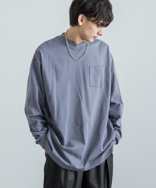 Audience(オーディエンス)の「日本製 ポケット付き長袖AラインロングTシャツカットソー MVS天竺 AUD6237(Tシャツ/カットソー・メンズ・ネイビー/ブラック/チャコール/キャメル/オフホワイト/オリーブ/杢グレー/ホワイト×ブラック/ホワイト×ネイビー/キナリ/スモークピンク/ブルーグレー/ミント/チョコ/シルバーグレー・M/L)」の9枚目の写真