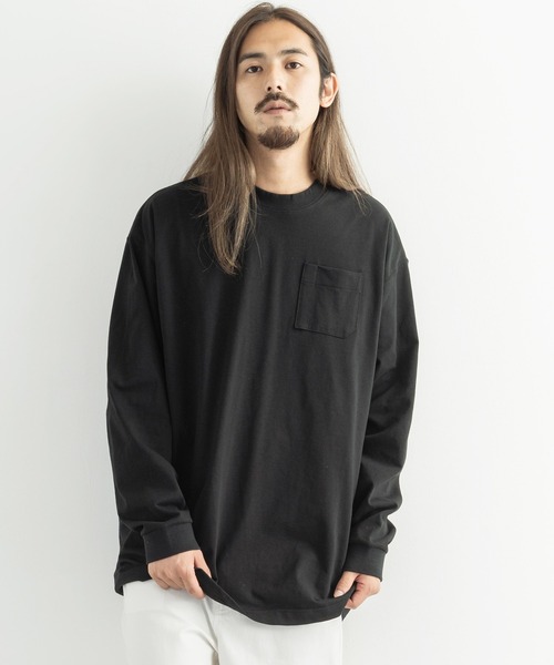 Audience(オーディエンス)の「日本製 ポケット付き長袖AラインロングTシャツカットソー MVS天竺 AUD6237(Tシャツ/カットソー・メンズ・ネイビー/ブラック/チャコール/キャメル/オフホワイト/オリーブ/杢グレー/ホワイト×ブラック/ホワイト×ネイビー/キナリ/スモークピンク/ブルーグレー/ミント/チョコ/シルバーグレー・M/L)」の7枚目の写真