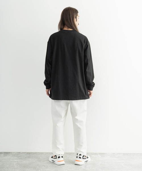 日本製 ポケット付き長袖AラインロングTシャツカットソー MVS天竺