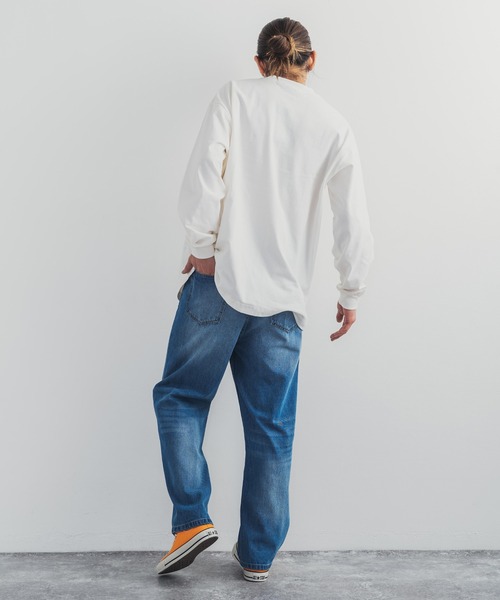 Audience(オーディエンス)の「日本製 ポケット付き長袖AラインロングTシャツカットソー MVS天竺 AUD6237(Tシャツ/カットソー・メンズ・ネイビー/ブラック/チャコール/キャメル/オフホワイト/オリーブ/杢グレー/ホワイト×ブラック/ホワイト×ネイビー/キナリ/スモークピンク/ブルーグレー/ミント/チョコ/シルバーグレー・M/L)」の17枚目の写真