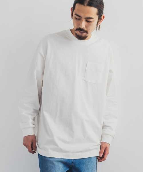Audience(オーディエンス)の「日本製 ポケット付き長袖AラインロングTシャツカットソー MVS天竺 AUD6237(Tシャツ/カットソー・メンズ・ネイビー/ブラック/チャコール/キャメル/オフホワイト/オリーブ/杢グレー/ホワイト×ブラック/ホワイト×ネイビー/キナリ/スモークピンク/ブルーグレー/ミント/チョコ/シルバーグレー・M/L)」の18枚目の写真