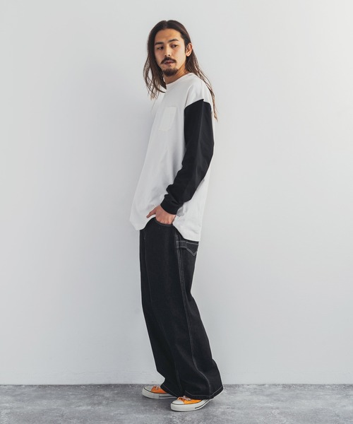 Audience(オーディエンス)の「日本製 ポケット付き長袖AラインロングTシャツカットソー MVS天竺 AUD6237(Tシャツ/カットソー・メンズ・ネイビー/ブラック/チャコール/キャメル/オフホワイト/オリーブ/杢グレー/ホワイト×ブラック/ホワイト×ネイビー/キナリ/スモークピンク/ブルーグレー/ミント/チョコ/シルバーグレー・M/L)」の19枚目の写真