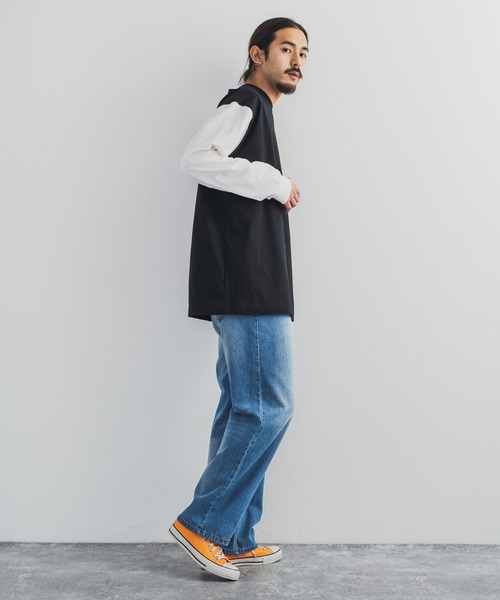 Audience(オーディエンス)の「日本製 ポケット付き長袖AラインロングTシャツカットソー MVS天竺 AUD6237(Tシャツ/カットソー・メンズ・ネイビー/ブラック/チャコール/キャメル/オフホワイト/オリーブ/杢グレー/ホワイト×ブラック/ホワイト×ネイビー/キナリ/スモークピンク/ブルーグレー/ミント/チョコ/シルバーグレー・M/L)」の22枚目の写真