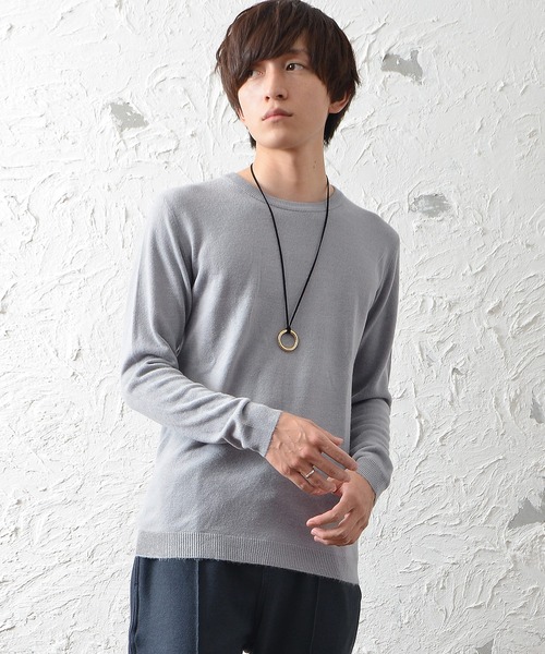 MinoriTY（マイノリティ）の「カシミアタッチクルーニット ウォッシャブルセーター（ニット/セーター・メンズ・ネイビー/チャコール/ブラック/カーキ/ホワイト/グレー/ベージュ/モカ・L/M）」の4枚目の写真