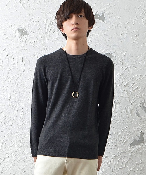 MinoriTY（マイノリティ）の「カシミアタッチクルーニット ウォッシャブルセーター（ニット/セーター・メンズ・ネイビー/チャコール/ブラック/カーキ/ホワイト/グレー/ベージュ/モカ・L/M）」の5枚目の写真