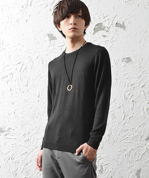 MinoriTY（マイノリティ）の「カシミアタッチクルーニット ウォッシャブルセーター（ニット/セーター・メンズ・ネイビー/チャコール/ブラック/カーキ/ホワイト/グレー/ベージュ/モカ・L/M）」の3枚目の写真
