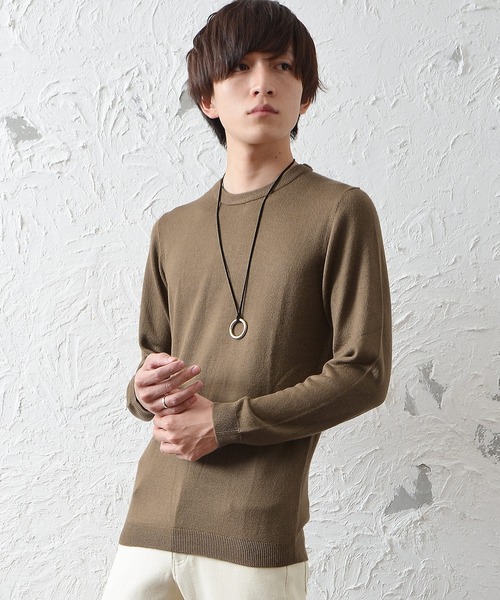 MinoriTY（マイノリティ）の「カシミアタッチクルーニット ウォッシャブルセーター（ニット/セーター・メンズ・ネイビー/チャコール/ブラック/カーキ/ホワイト/グレー/ベージュ/モカ・L/M）」の6枚目の写真