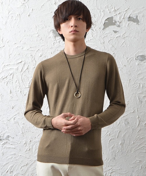 MinoriTY（マイノリティ）の「カシミアタッチクルーニット ウォッシャブルセーター（ニット/セーター・メンズ・ネイビー/チャコール/ブラック/カーキ/ホワイト/グレー/ベージュ/モカ・L/M）」の21枚目の写真