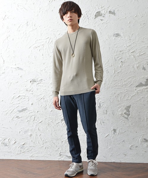 MinoriTY（マイノリティ）の「カシミアタッチクルーニット ウォッシャブルセーター（ニット/セーター・メンズ・ネイビー/チャコール/ブラック/カーキ/ホワイト/グレー/ベージュ/モカ・L/M）」の12枚目の写真