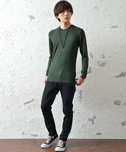 MinoriTY（マイノリティ）の「カシミアタッチクルーニット ウォッシャブルセーター（ニット/セーター・メンズ・ネイビー/チャコール/ブラック/カーキ/ホワイト/グレー/ベージュ/モカ・L/M）」の10枚目の写真