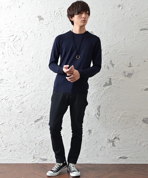 MinoriTY（マイノリティ）の「カシミアタッチクルーニット ウォッシャブルセーター（ニット/セーター・メンズ・ネイビー/チャコール/ブラック/カーキ/ホワイト/グレー/ベージュ/モカ・L/M）」の22枚目の写真