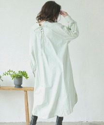 バックレースアップシャツワンピース