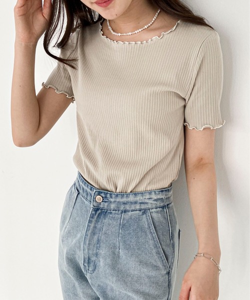 EPIMI E'PIMMY（エピミエピミー）の「メローフリルカットソープルオーバー（Tシャツ/カットソー・レディース・グレー系その他/ブルー/オフホワイト/ブラック/ピンク・MEDIUM）」の3枚目の写真