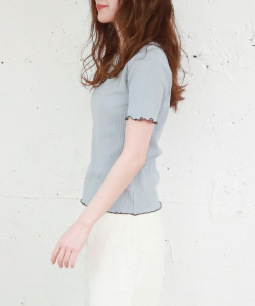 EPIMI E'PIMMY（エピミエピミー）の「メローフリルカットソープルオーバー（Tシャツ/カットソー・レディース・グレー系その他/ブルー/オフホワイト/ブラック/ピンク・MEDIUM）」の12枚目の写真