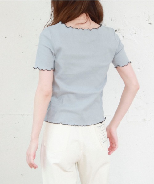 EPIMI E'PIMMY（エピミエピミー）の「メローフリルカットソープルオーバー（Tシャツ/カットソー・レディース・グレー系その他/ブルー/オフホワイト/ブラック/ピンク・MEDIUM）」の14枚目の写真