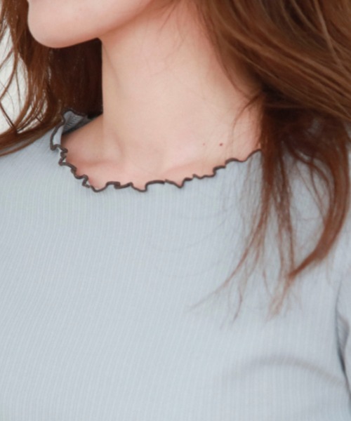 EPIMI E'PIMMY（エピミエピミー）の「メローフリルカットソープルオーバー（Tシャツ/カットソー・レディース・グレー系その他/ブルー/オフホワイト/ブラック/ピンク・MEDIUM）」の9枚目の写真