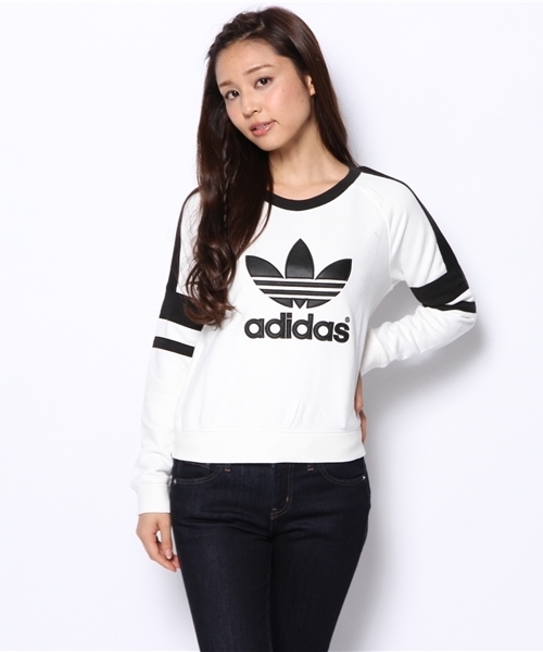 adidas Originals（アディダスオリジナルス）の「アディダス オリジナルス ロゴ クルースウェット LOGO CREW SWEAT M69756（スウェット・レディース・ホワイト/ブラック・X-SMALL/MEDIUM/SMALL）」の2枚目の写真