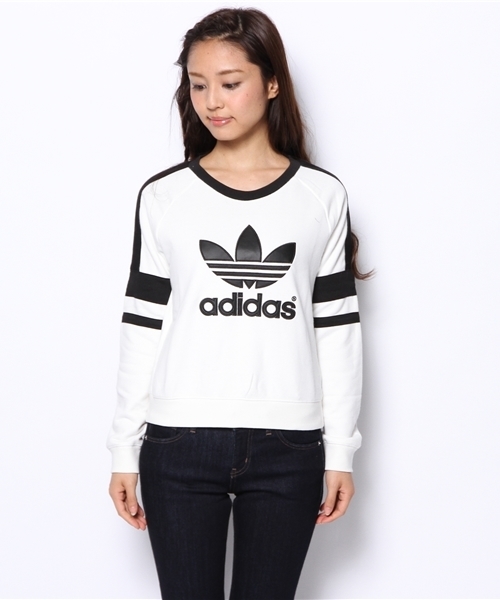 adidas Originals（アディダスオリジナルス）の「アディダス オリジナルス ロゴ クルースウェット LOGO CREW SWEAT M69756（スウェット・レディース・ホワイト/ブラック・X-SMALL/MEDIUM/SMALL）」の3枚目の写真