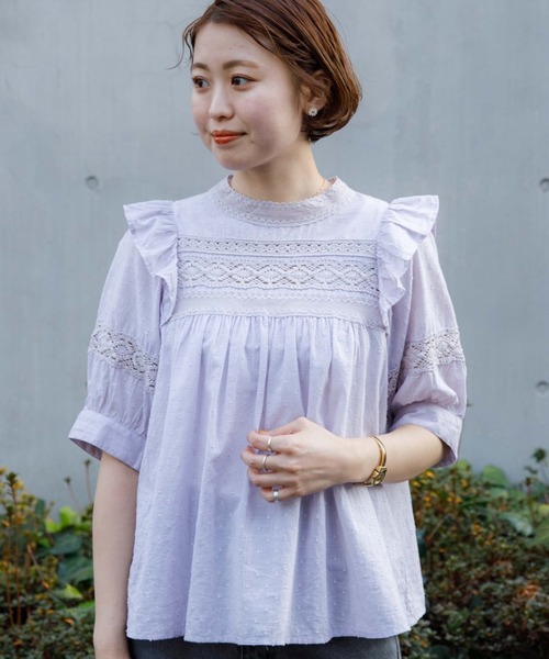 flower（フラワー）の「エデンレースブラウス（シャツ/ブラウス・レディース・ホワイト/グレー/ブルー/ラベンダー・FREE）」の4枚目の写真