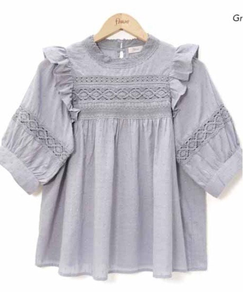 flower（フラワー）の「エデンレースブラウス（シャツ/ブラウス・レディース・ホワイト/グレー/ブルー/ラベンダー・FREE）」の3枚目の写真