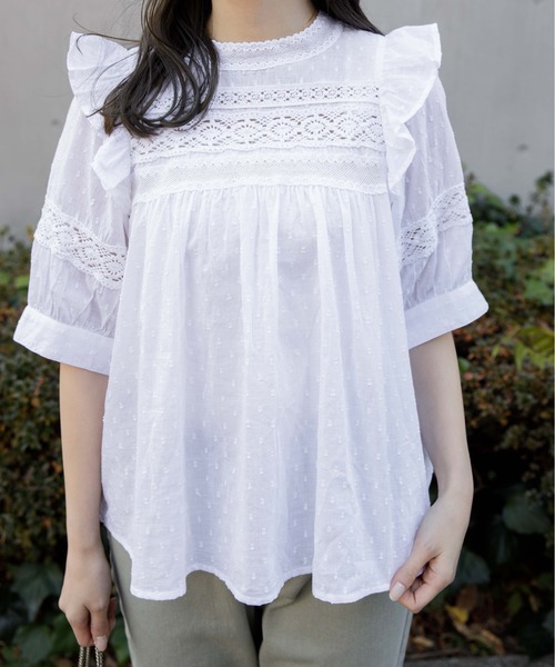 flower（フラワー）の「エデンレースブラウス（シャツ/ブラウス・レディース・ホワイト/グレー/ブルー/ラベンダー・FREE）」の16枚目の写真