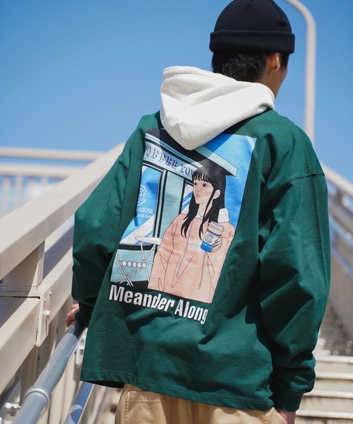 WEGO(ウィゴー)の「WEGO/アソートロゴビッグシルエットロンT(Tシャツ/カットソー・メンズ・ホワイト/ダークグリーン/ブラウン/カーキ/サックスブルー/ブルー/グリーン/オートミール/杢グレー/ベージュ系その他/グリーン系その他/スミクロ/その他1/その他2/その他4/その他3/その他5/その他6・MEDIUM/LARGE)」の2枚目の写真
