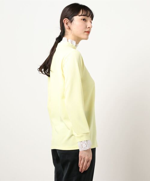 muure(ミュール)の「レーストップスレイヤード風ニットソー(Tシャツ/カットソー・レディース・パープル/ネイビー/ピンク/イエロー・FREE)」の6枚目の写真