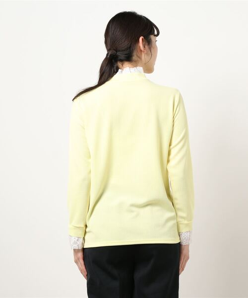 muure(ミュール)の「レーストップスレイヤード風ニットソー(Tシャツ/カットソー・レディース・パープル/ネイビー/ピンク/イエロー・FREE)」の5枚目の写真