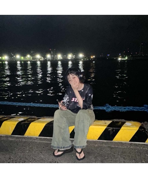 DEVICE（デバイス）の「パステルカラー タイダイ柄 韓国 ストリート y2k 古着風 ビッグシルエット プリント 半袖 Tシャツ（Tシャツ/カットソー・レディース・ピンク系その他/ブラック・FREE）」の20枚目の写真