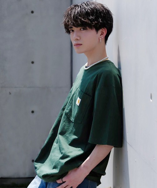 Carhartt(カーハート)の「carhartt / カーハート ビッグシルエット ポケット半袖 ロゴ Tシャツ Workwear Pocket 1/2 Sleeve T-Shirts(Tシャツ/カットソー・メンズ・エメラルドブルー/ブラック/ダークブラウン/ベージュ/ネイビー/グリーン/ヘザーグレー/バーガンディー/ヘザーチャコール/コバルトブルー/グレイッシュブルー/ホワイト/ブルー系その他/グリーン系その他/ブルー系その他2/イエロー系その他/ブラウン系その他/オレンジ系その他/グレー系その他4/オレンジ/グリーン系その他2/グリーン系その他3・MEDIUM/LARGE/X-LARGE/XX-LARGE/SMALL)」の9枚目の写真