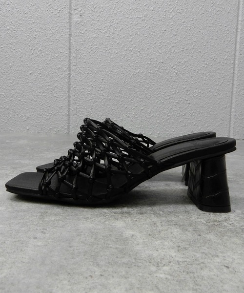 minia（ミニア）の「フィッシュネットミュール/ヒールサンダル　□（サンダル・レディース・ブラック/ゴールド/アイボリー・S/M/L/LL）」の9枚目の写真