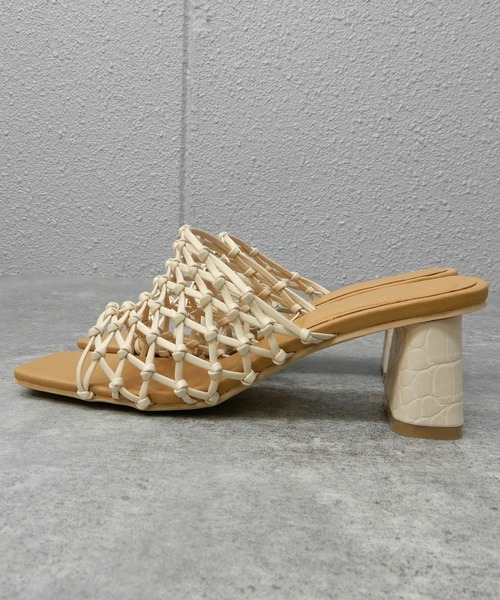 minia（ミニア）の「フィッシュネットミュール/ヒールサンダル　□（サンダル・レディース・ブラック/ゴールド/アイボリー・S/M/L/LL）」の10枚目の写真