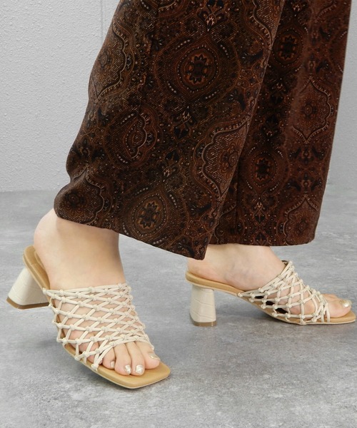 minia（ミニア）の「フィッシュネットミュール/ヒールサンダル　□（サンダル・レディース・ブラック/ゴールド/アイボリー・S/M/L/LL）」の20枚目の写真