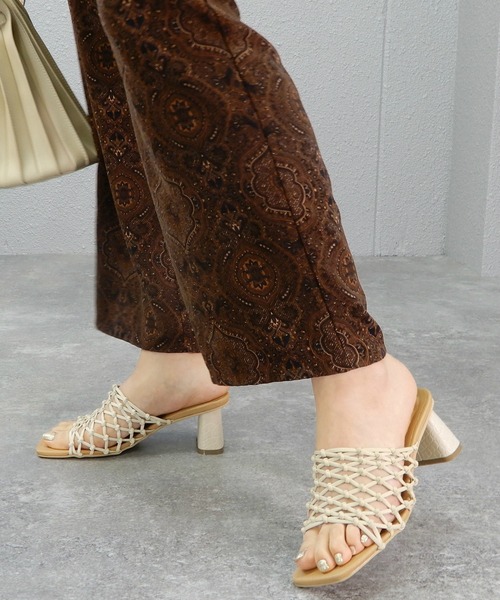 minia（ミニア）の「フィッシュネットミュール/ヒールサンダル　□（サンダル・レディース・ブラック/ゴールド/アイボリー・S/M/L/LL）」の21枚目の写真