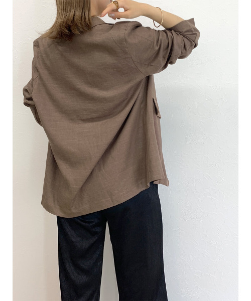 ISOOK（アイスー）の「Linen tailored jacket / リネンテーラードジャケット（テーラードジャケット・レディース・アイボリー/ブラウン・FREE）」の6枚目の写真