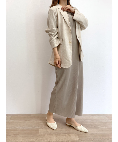 ISOOK（アイスー）の「Linen tailored jacket / リネンテーラードジャケット（テーラードジャケット・レディース・アイボリー/ブラウン・FREE）」の9枚目の写真