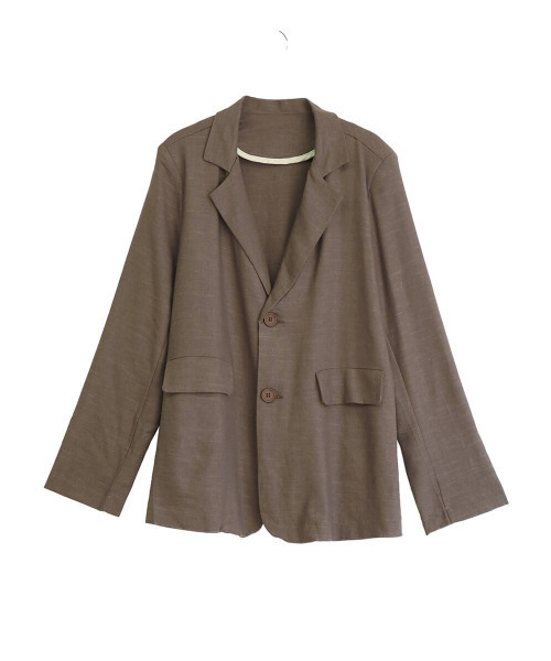 ISOOK（アイスー）の「Linen tailored jacket / リネンテーラードジャケット（テーラードジャケット・レディース・アイボリー/ブラウン・FREE）」の7枚目の写真