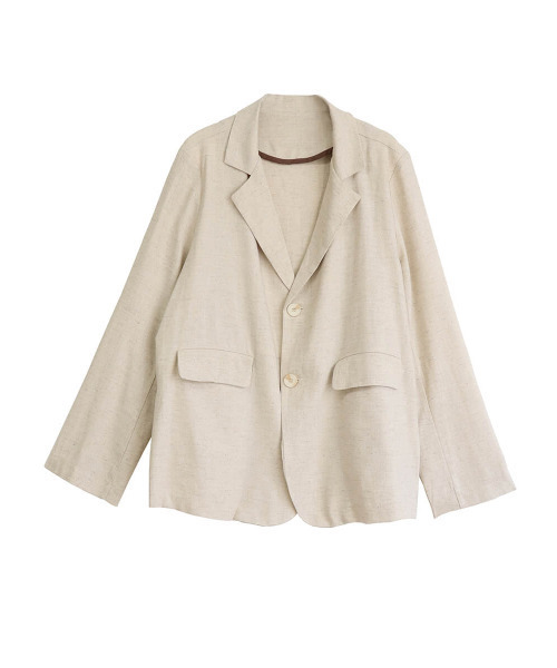 ISOOK（アイスー）の「Linen tailored jacket / リネンテーラードジャケット（テーラードジャケット・レディース・アイボリー/ブラウン・FREE）」の5枚目の写真