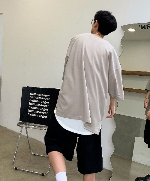 neos（ネオス）の「【neos -addictive design-】ルーズシルエット キーネック Tシャツ タンクトップ アンサンブル（Tシャツ/カットソー・メンズ・ホワイト/ブラウン/グレイッシュベージュ/ベージュ・MEDIUM/LARGE）」の15枚目の写真