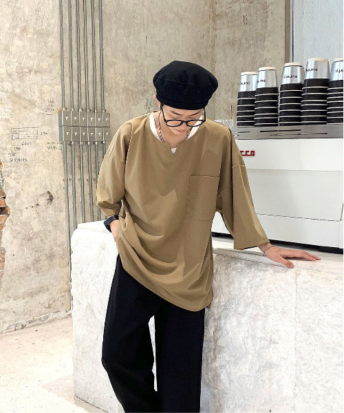 neos（ネオス）の「【neos -addictive design-】ルーズシルエット キーネック Tシャツ タンクトップ アンサンブル（Tシャツ/カットソー・メンズ・ホワイト/ブラウン/グレイッシュベージュ/ベージュ・MEDIUM/LARGE）」の18枚目の写真