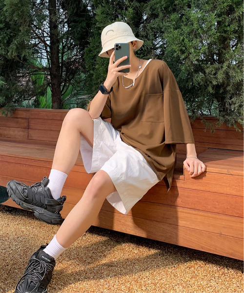 neos（ネオス）の「【neos -addictive design-】ルーズシルエット キーネック Tシャツ タンクトップ アンサンブル（Tシャツ/カットソー・メンズ・ホワイト/ブラウン/グレイッシュベージュ/ベージュ・MEDIUM/LARGE）」の14枚目の写真