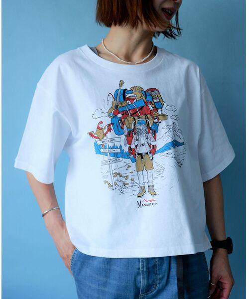 MANASTASH（マナスタッシュ）の「MANASTASH/マナスタッシュ　Ws BENLAMB HIKING TEE ベンラムハイキングティー（Tシャツ/カットソー・レディース・ホワイト/ブラック・MEDIUM）」の2枚目の写真