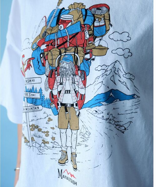 MANASTASH（マナスタッシュ）の「MANASTASH/マナスタッシュ　Ws BENLAMB HIKING TEE ベンラムハイキングティー（Tシャツ/カットソー・レディース・ホワイト/ブラック・MEDIUM）」の4枚目の写真