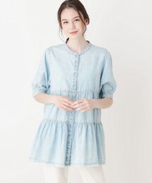 Cutie Blonde | 【S-L】デニムティアードチュニックブラウス(シャツ/ブラウス)